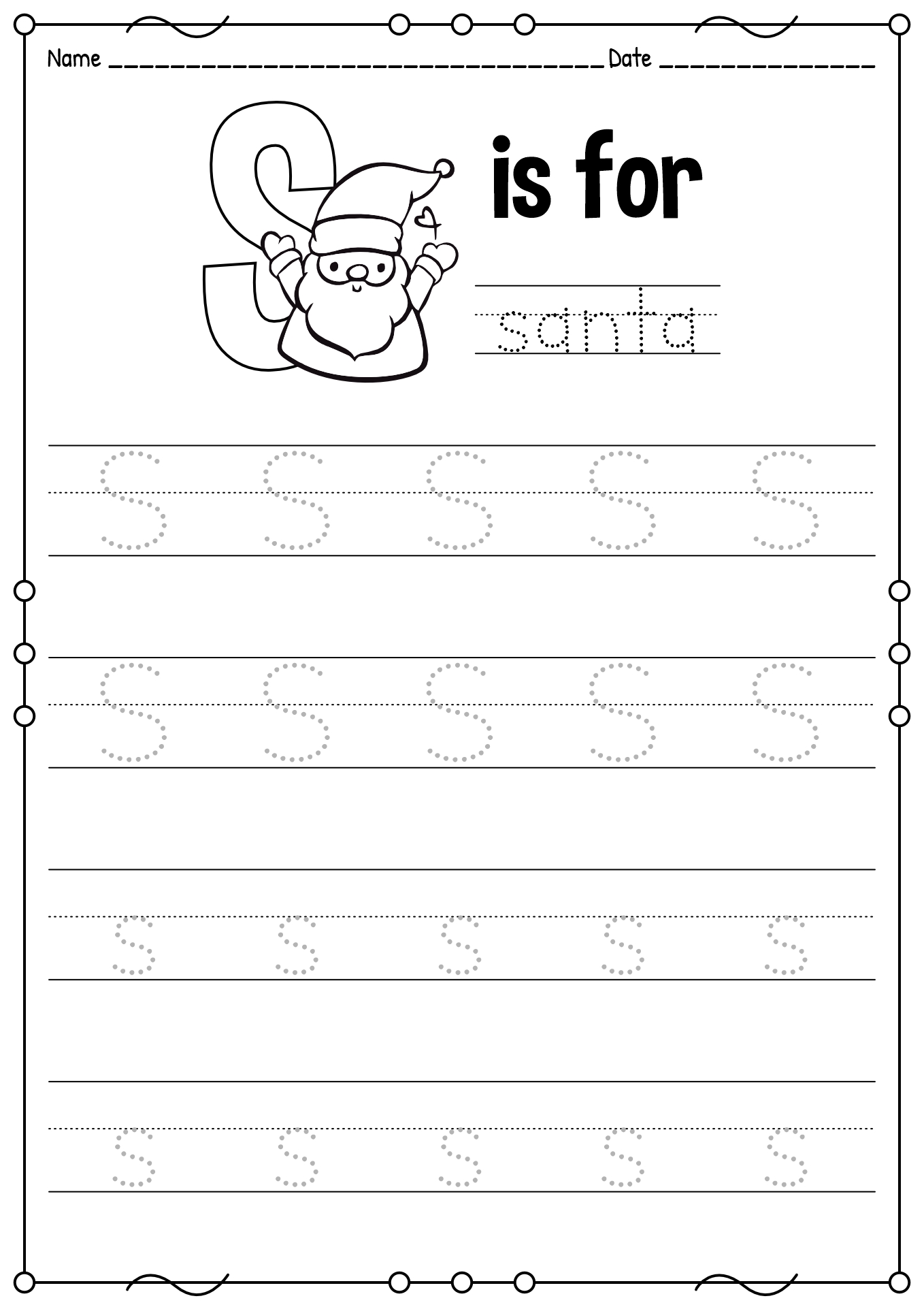 Preschool Letter S Writing Worksheets