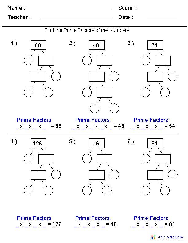 17 Best Images of Factor Tree Practice Worksheet - Greatest Common ...