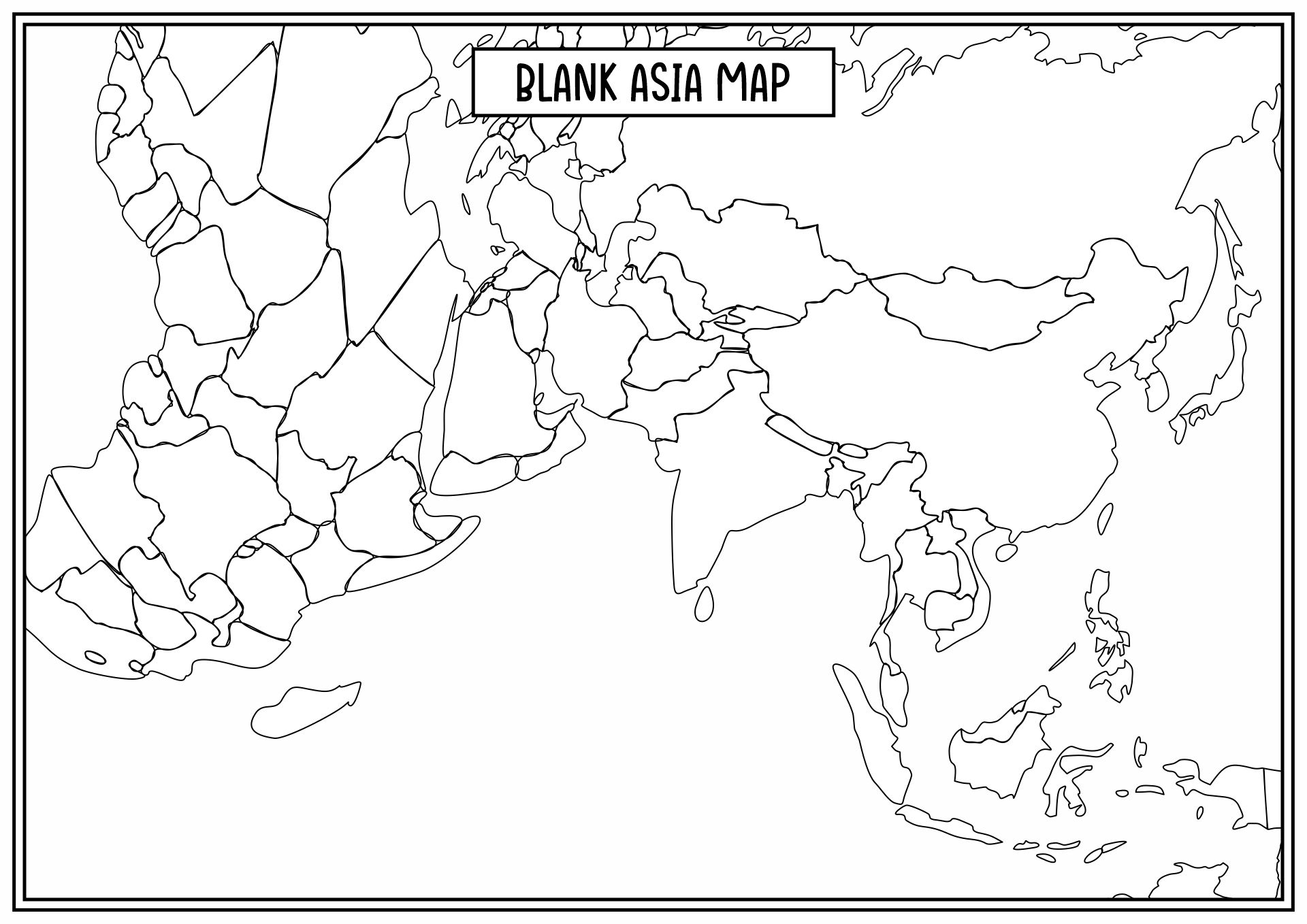 Printable Blank Asia Map Image