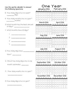 Second Grade Calendar Activities