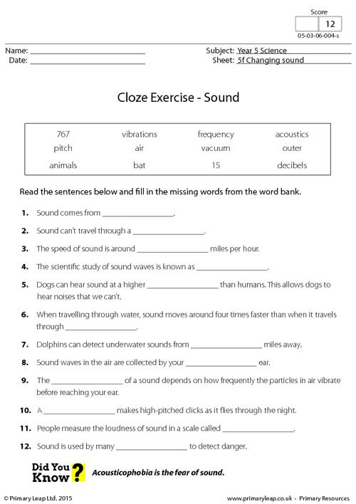Sound Wave Worksheet Answer