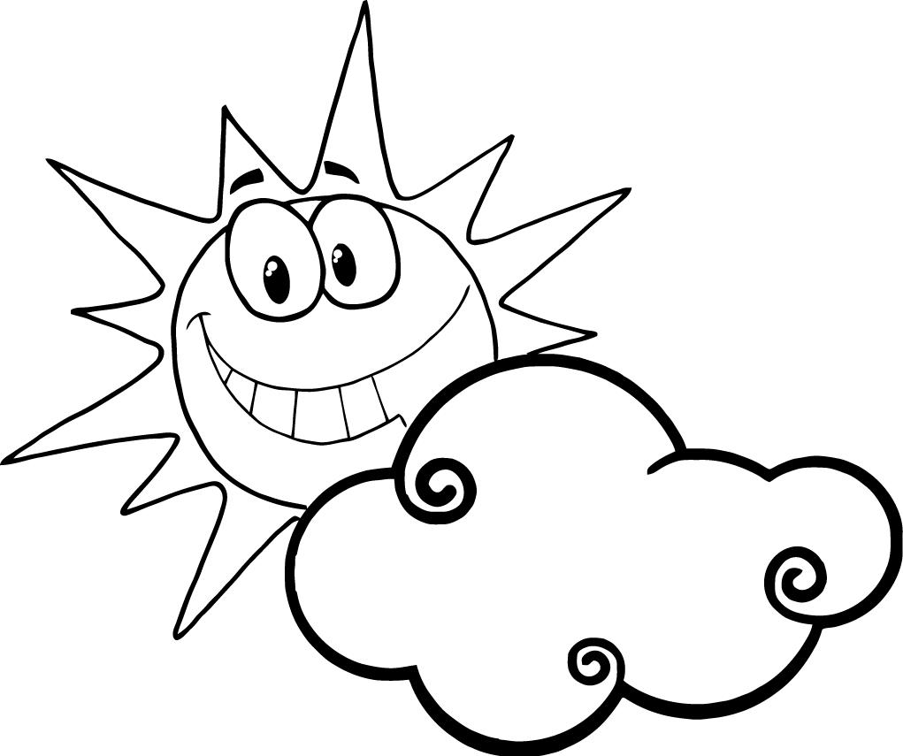 Sun and Clouds Coloring Page Image
