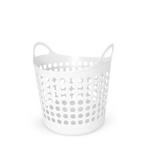 White Plastic Laundry Basket Image