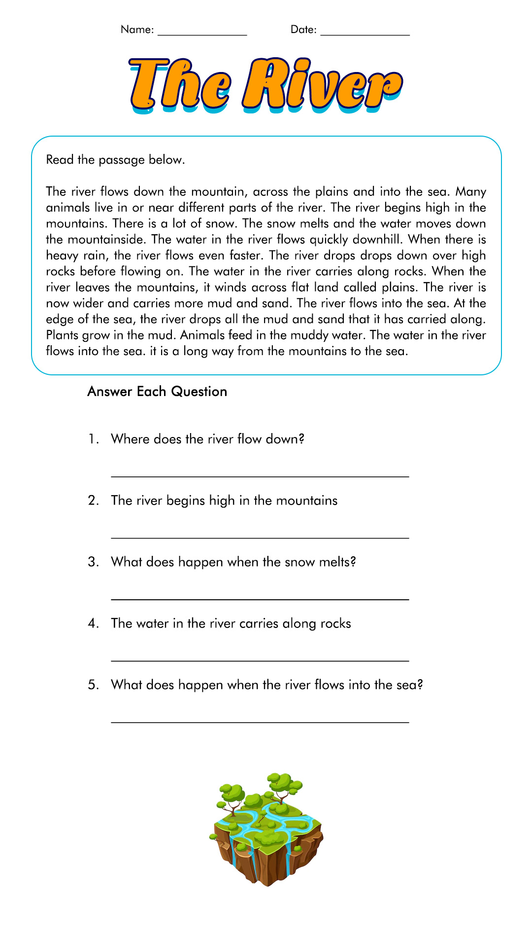 3rd Grade Reading Comprehension Worksheets with Questions Image
