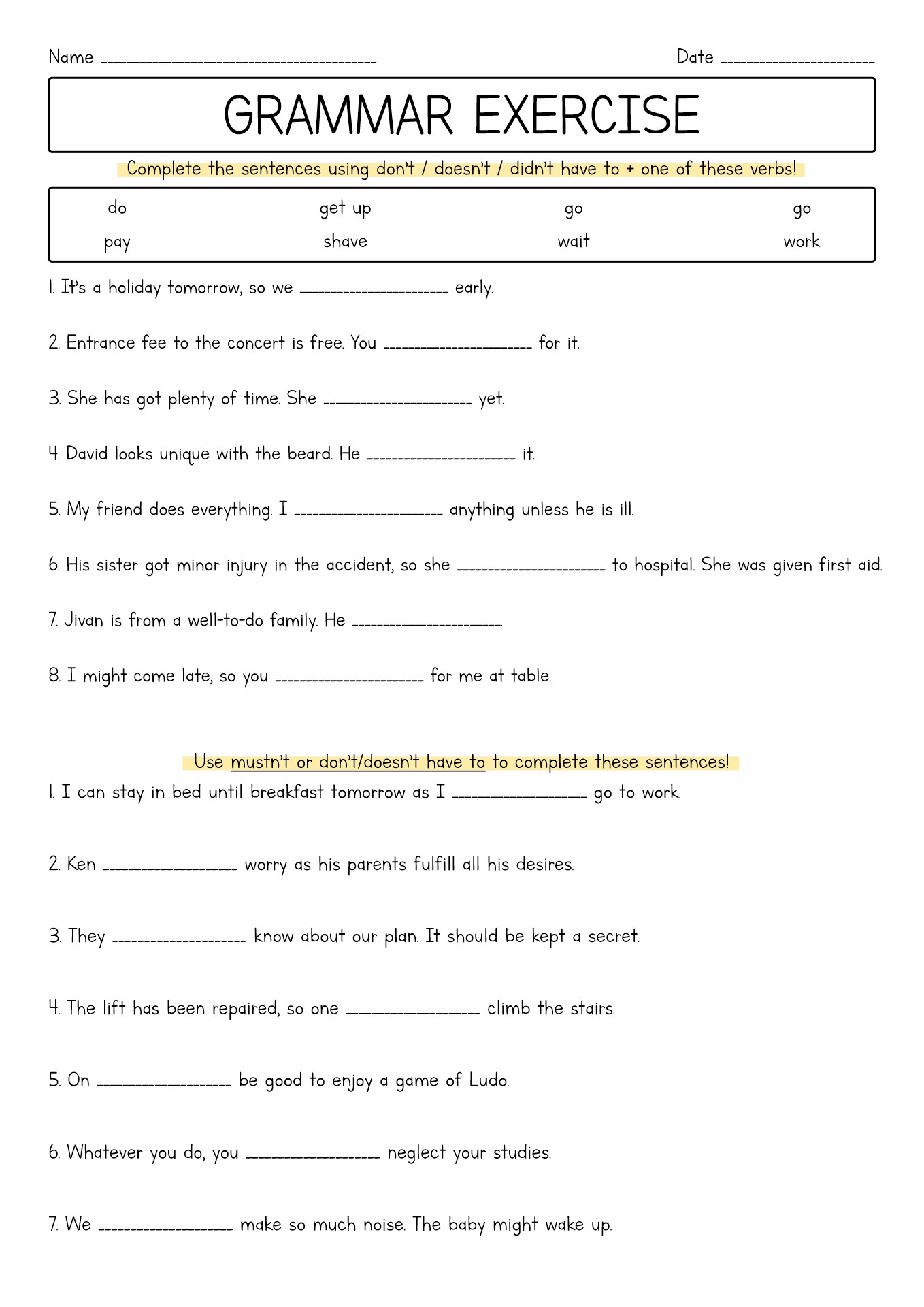 9th Grade Grammar Worksheets