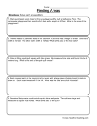 Area Word Problems Worksheets Image