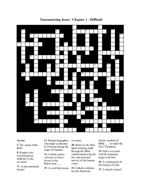 Catholic Crossword Puzzles Image