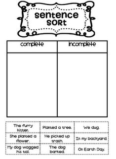 Complete Incomplete Sentences Worksheet Image