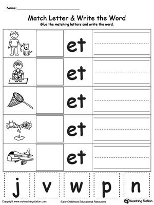 Et Word Family Worksheets Kindergarten