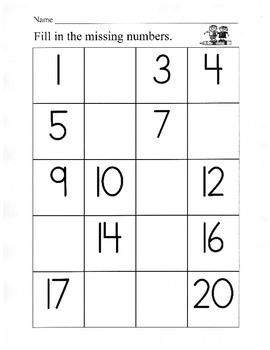 Fill in Missing Numbers Chart Image