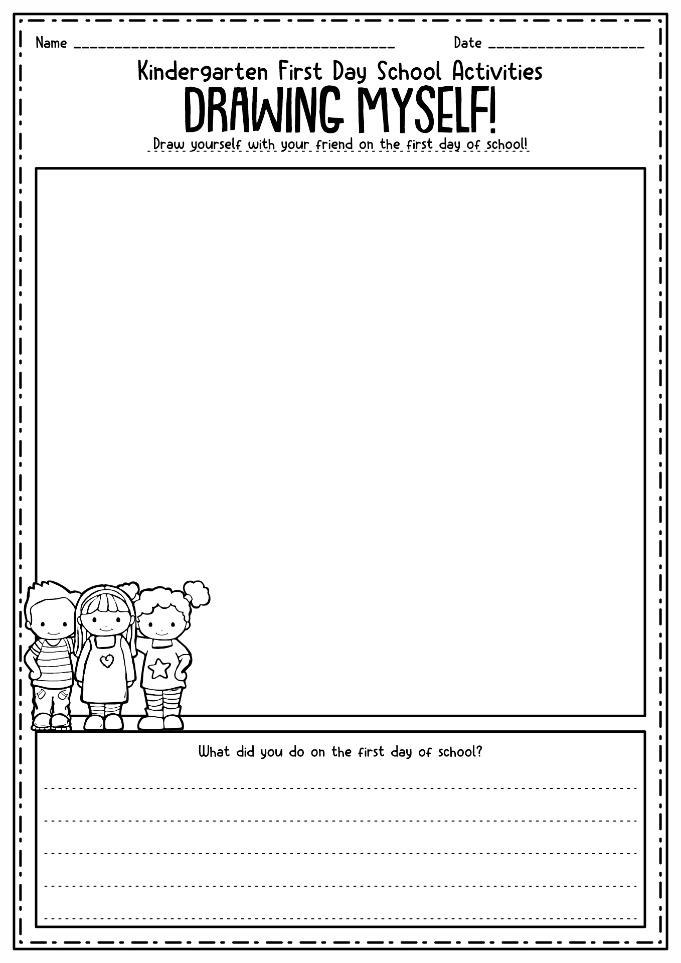 First Day Kindergarten Worksheets