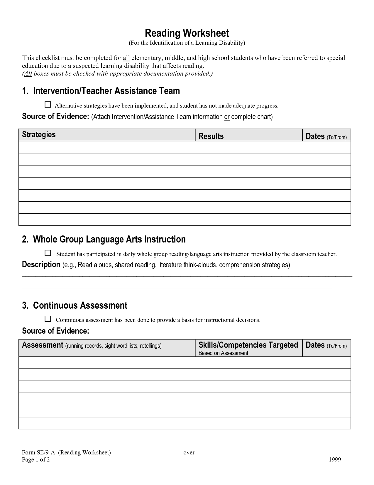 Middle School Worksheets Image