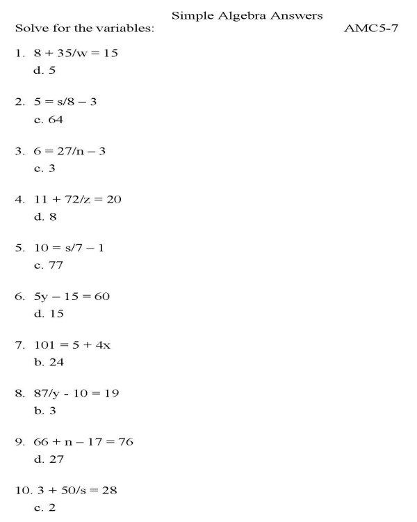 Multiple Choice Math Worksheets Printable Image