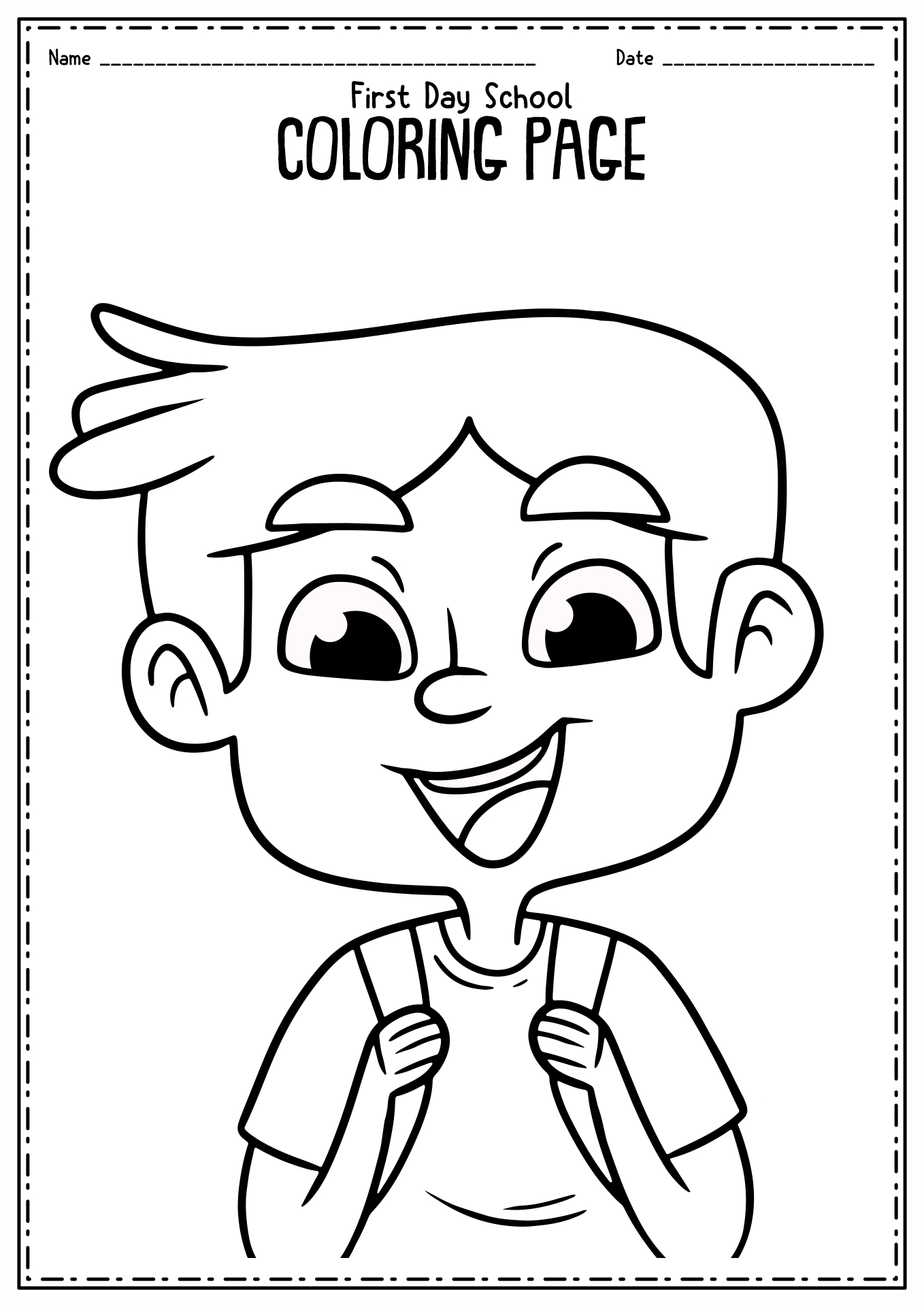 My First Day of School Coloring Page
