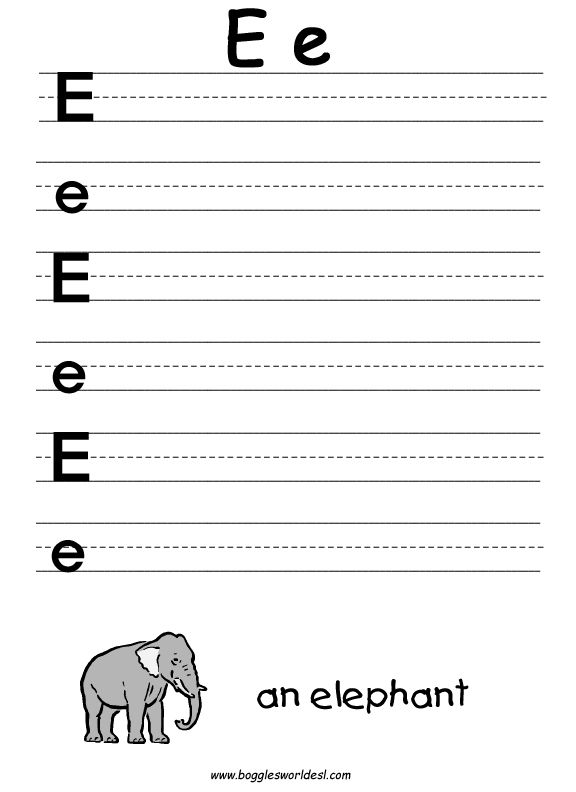 Printable Letter E Writing Worksheets Image