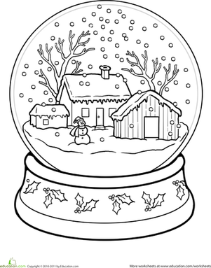 Printable Snow Globe Coloring Page Image
