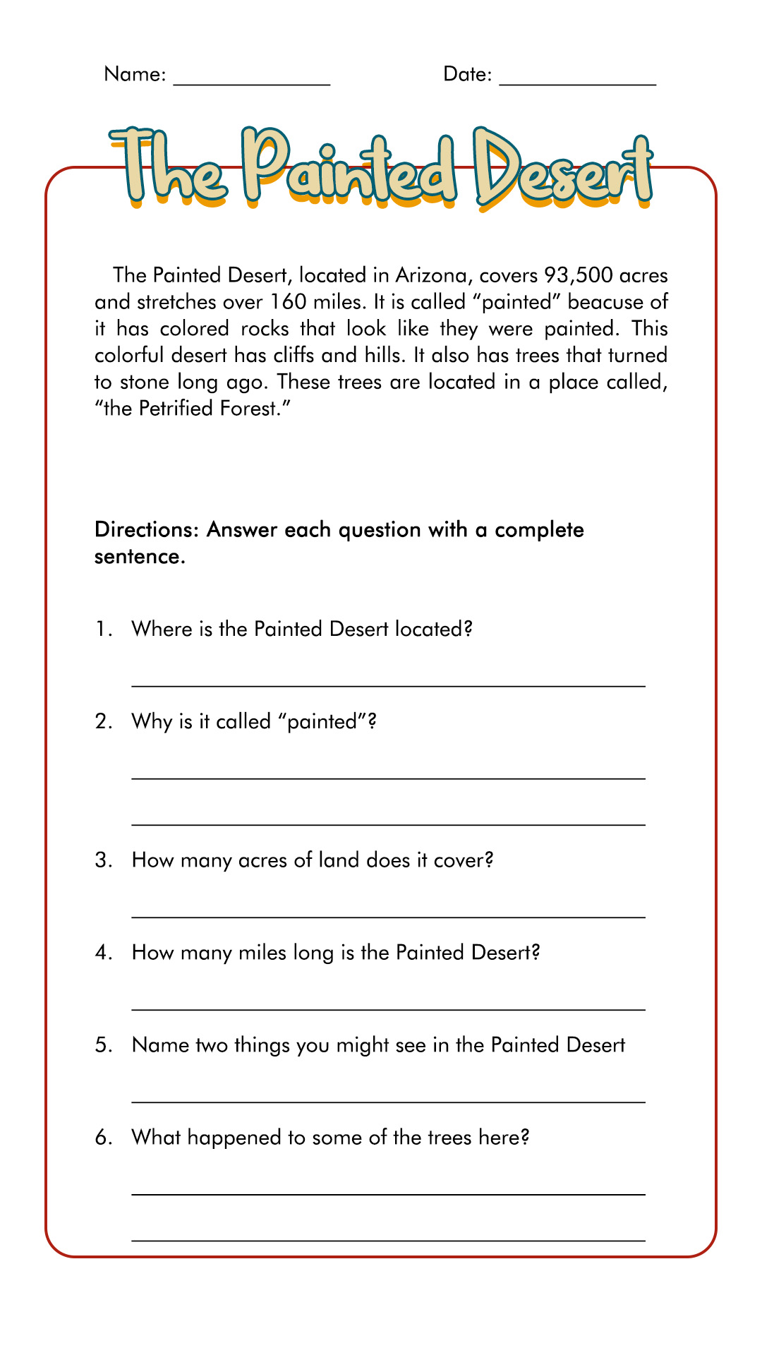 Reading Comprehension Worksheets Grade 4
