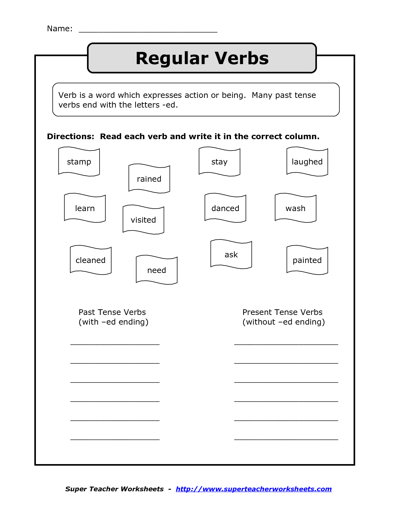 Regular Past Tense Verbs Worksheets Image