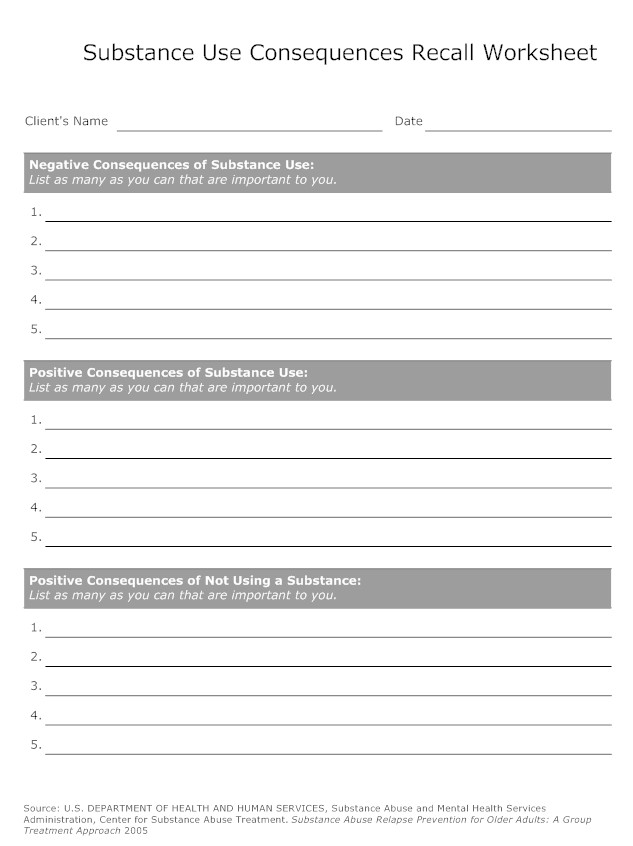 Relapse Prevention Worksheets Substance Abuse Image