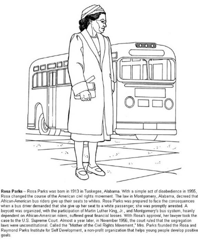 Rosa Parks Coloring Page Printable Image