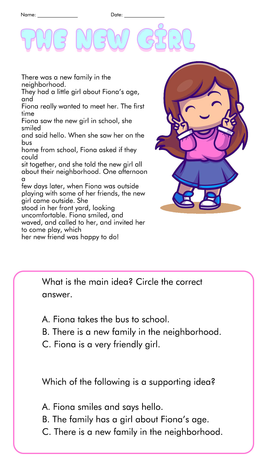 Reading Comprehension Online Exercise For Grade 1