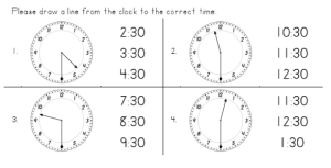 The to the Half Hour Telling Time Worksheets Image