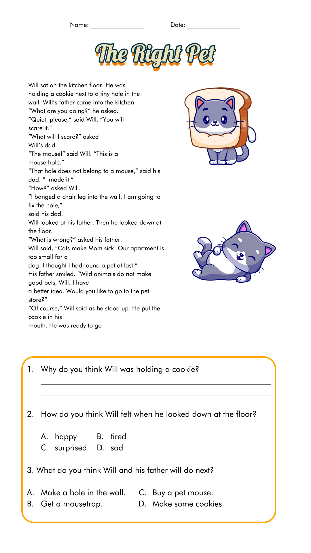 Third Grade Reading Comprehension Worksheets