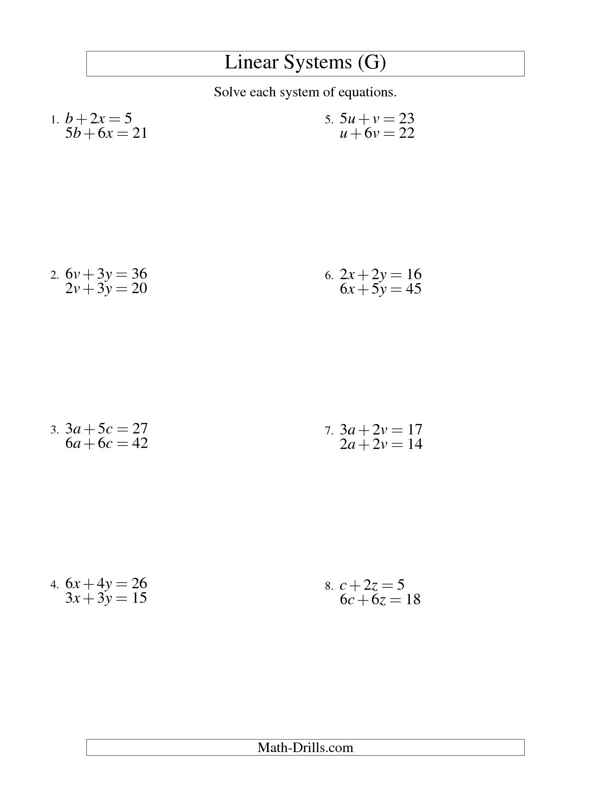 Algebra Graphing Linear Equations Worksheet Image