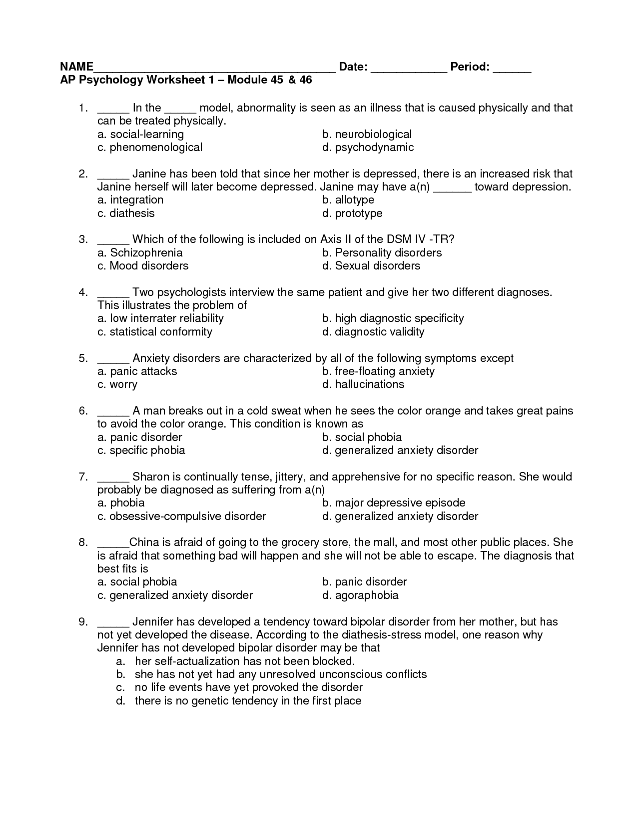 Anxiety Disorder Worksheets Image