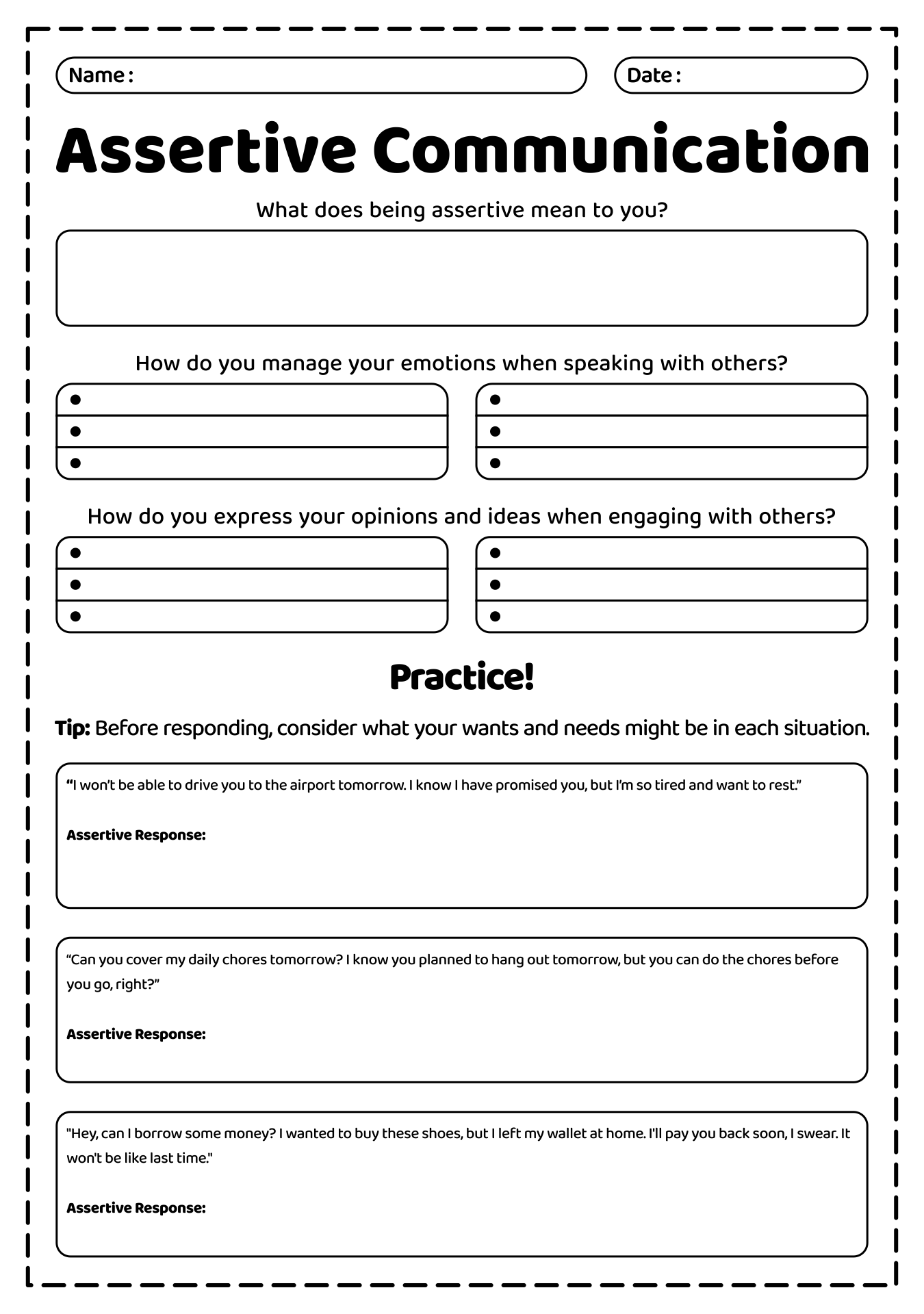 15 Positive Communication Worksheets For Teens /