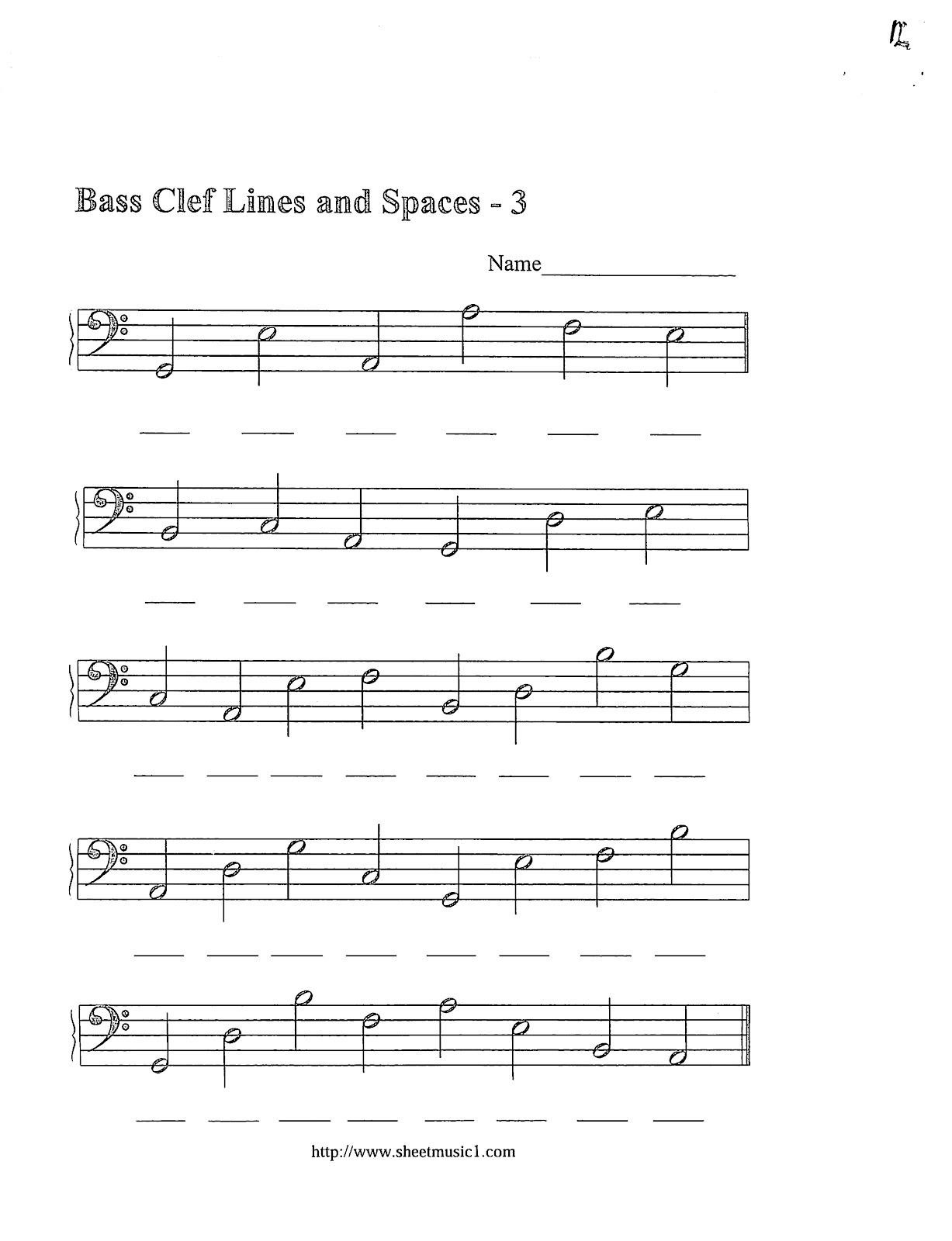 Bass Clef Worksheets Image