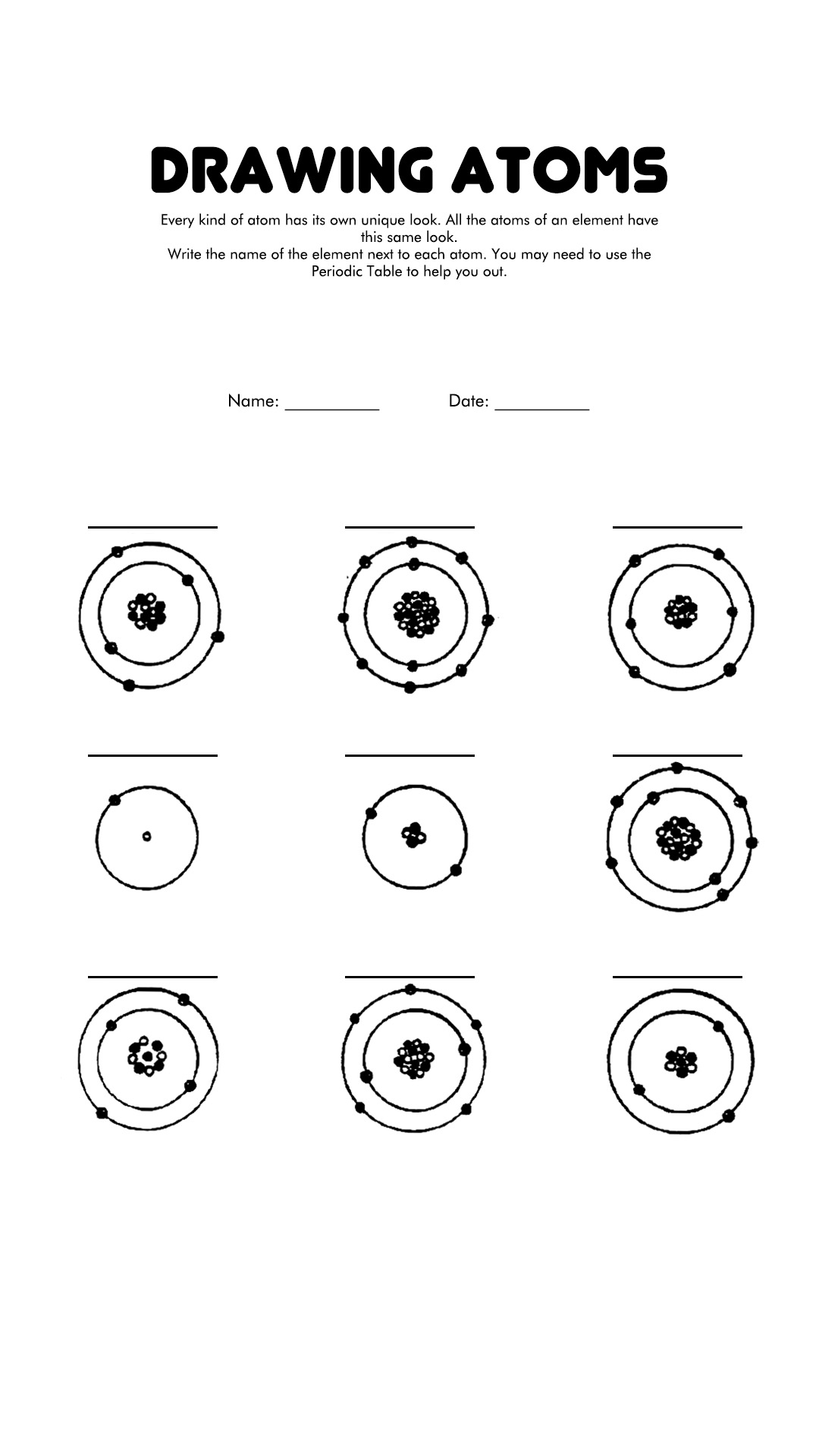 Drawing Atoms Worksheet Image