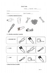 Elementary Science Tools Worksheet Image