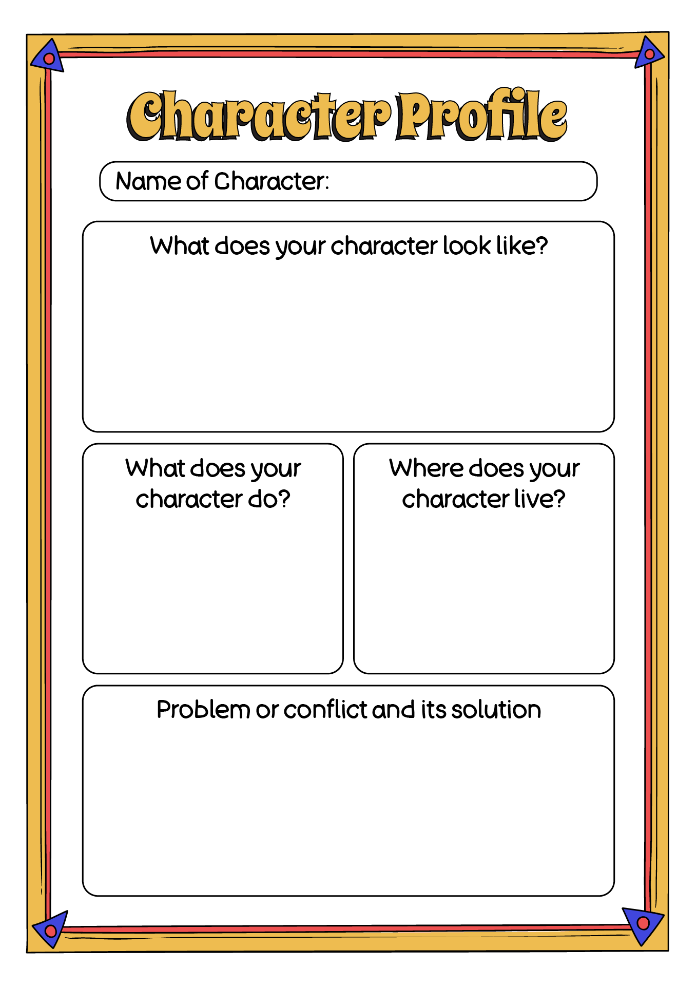 Fiction Writers Character Chart Image