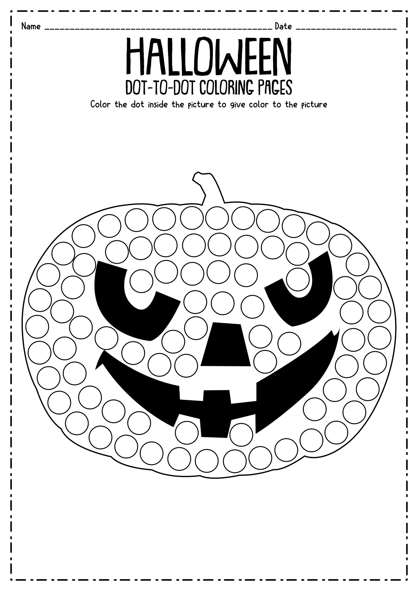 Free Printable Halloween Dot to Dot Coloring Pages