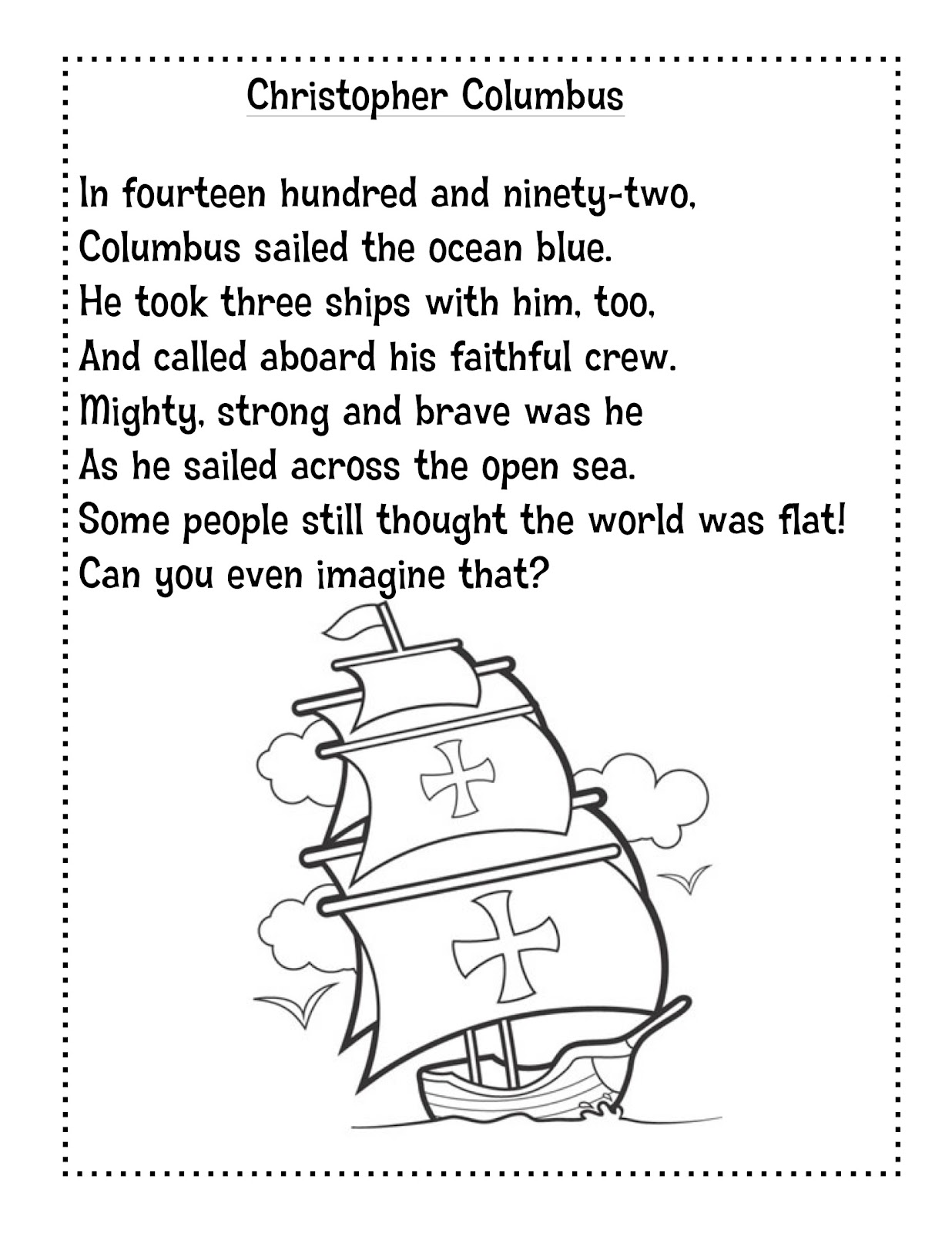 Kids Poem About Christopher Columbus Image