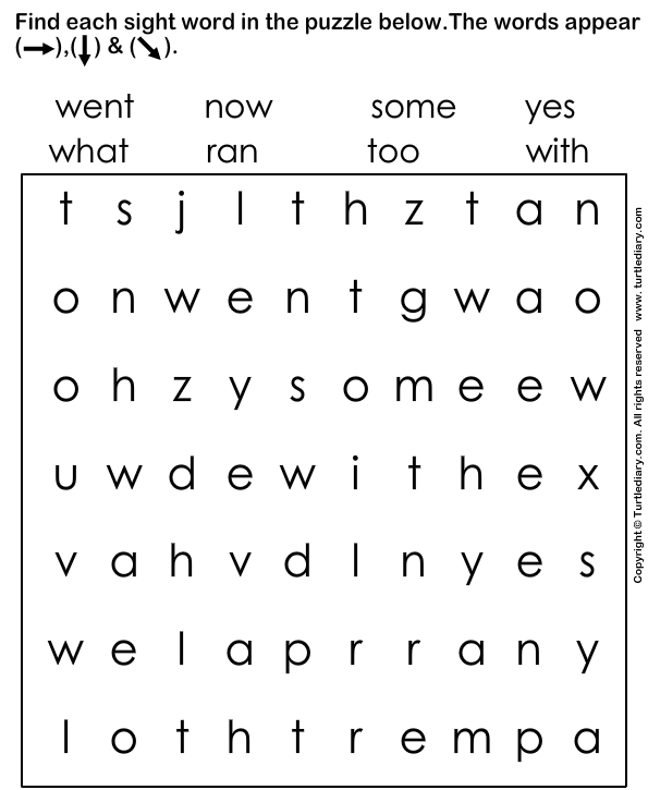 Kindergarten Sight Words Printable Worksheets Image