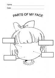 Kindergarten Worksheets My Face Part
