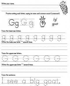 Letter G Handwriting Practice Worksheet Image