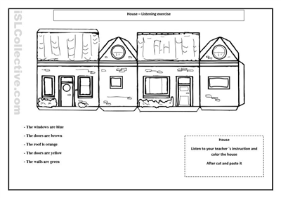 Preschool Cut and Paste House Worksheets Image