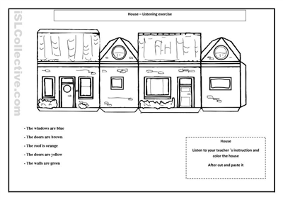 Preschool Cut and Paste House Worksheets