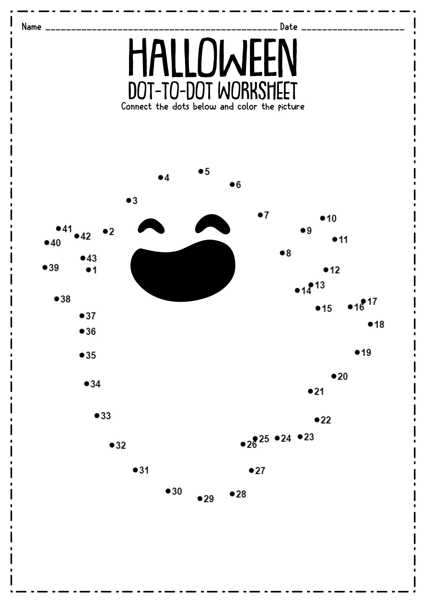 Printable Halloween Connect the Dots Coloring Pages