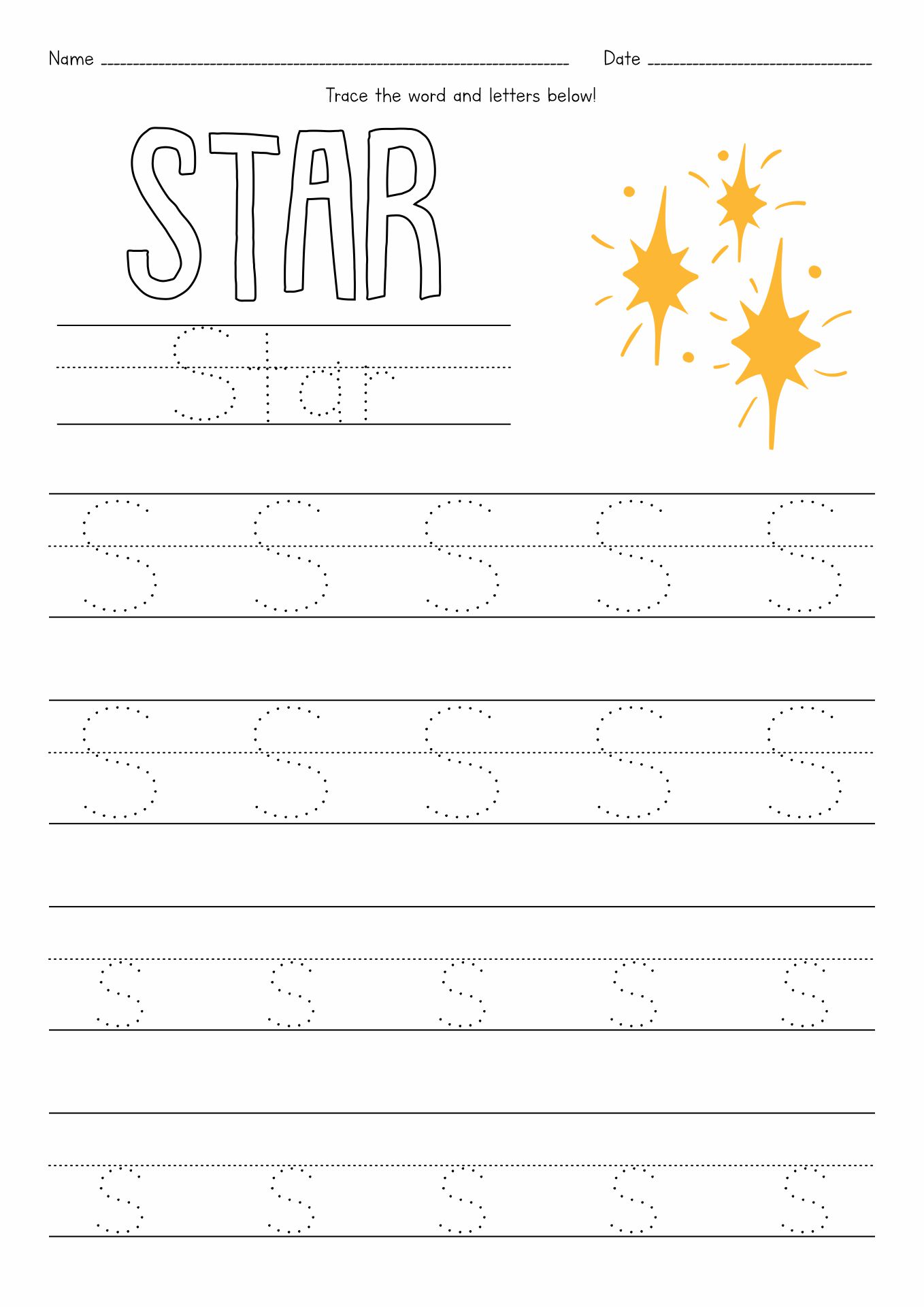 Printable Letter S Tracing Worksheets Preschool Image