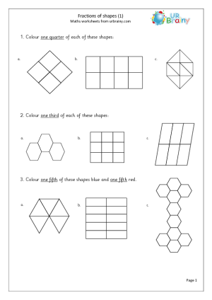Shaded Shapes Fractions Worksheets Image