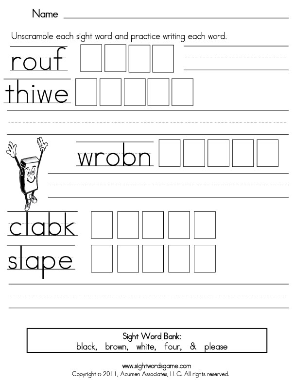 Words Worksheets Image