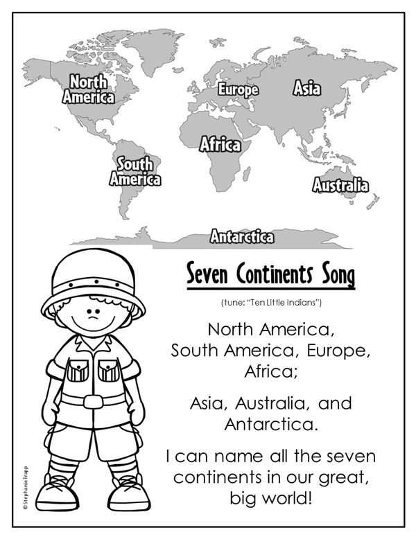 Worksheet 7 Continents Song Image