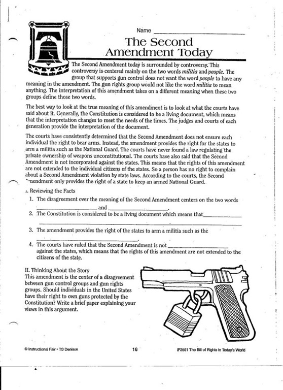 Student Worksheets On Amendments
