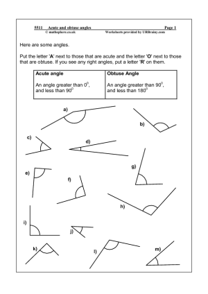 Acute and Obtuse Angles Worksheets Image
