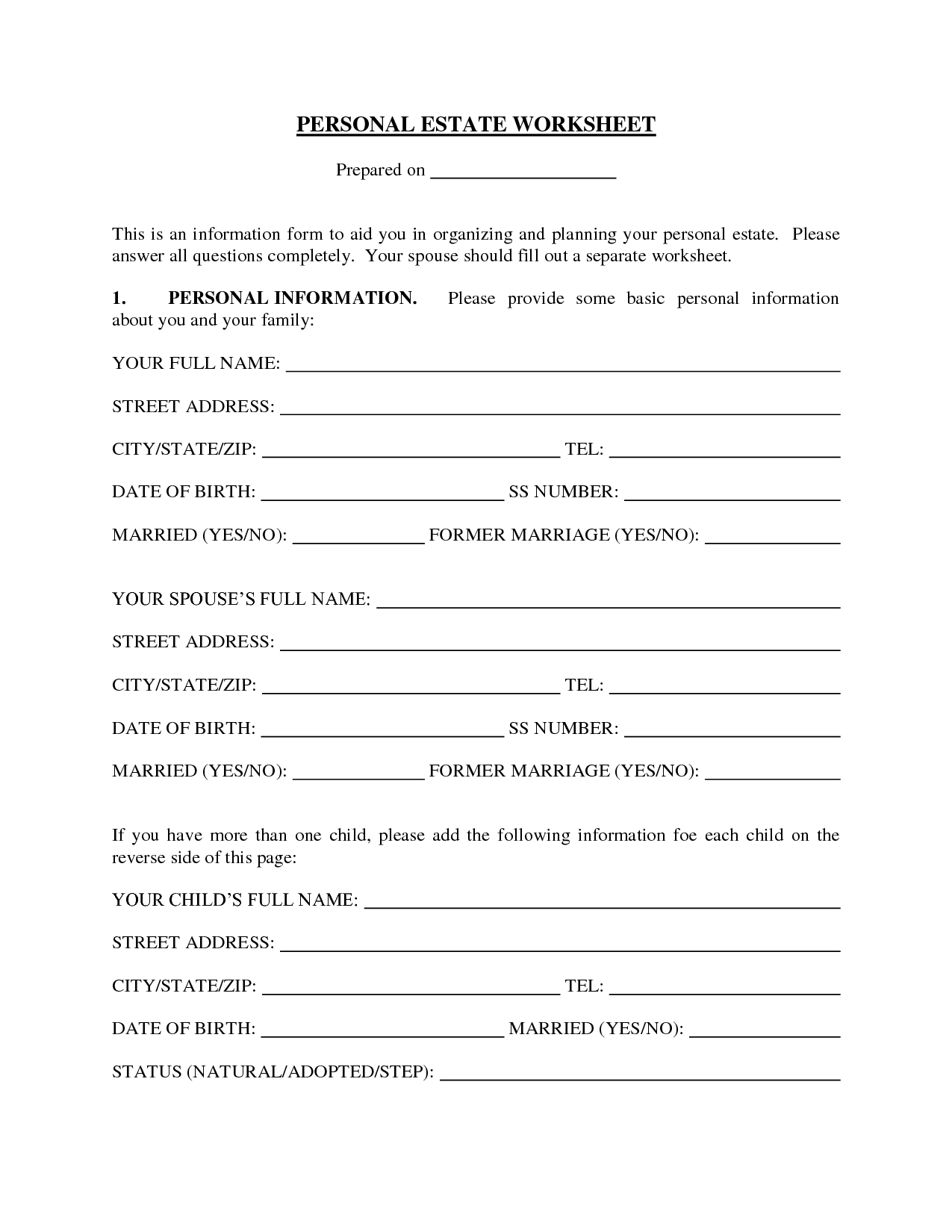 Basic Personal Information Form Image