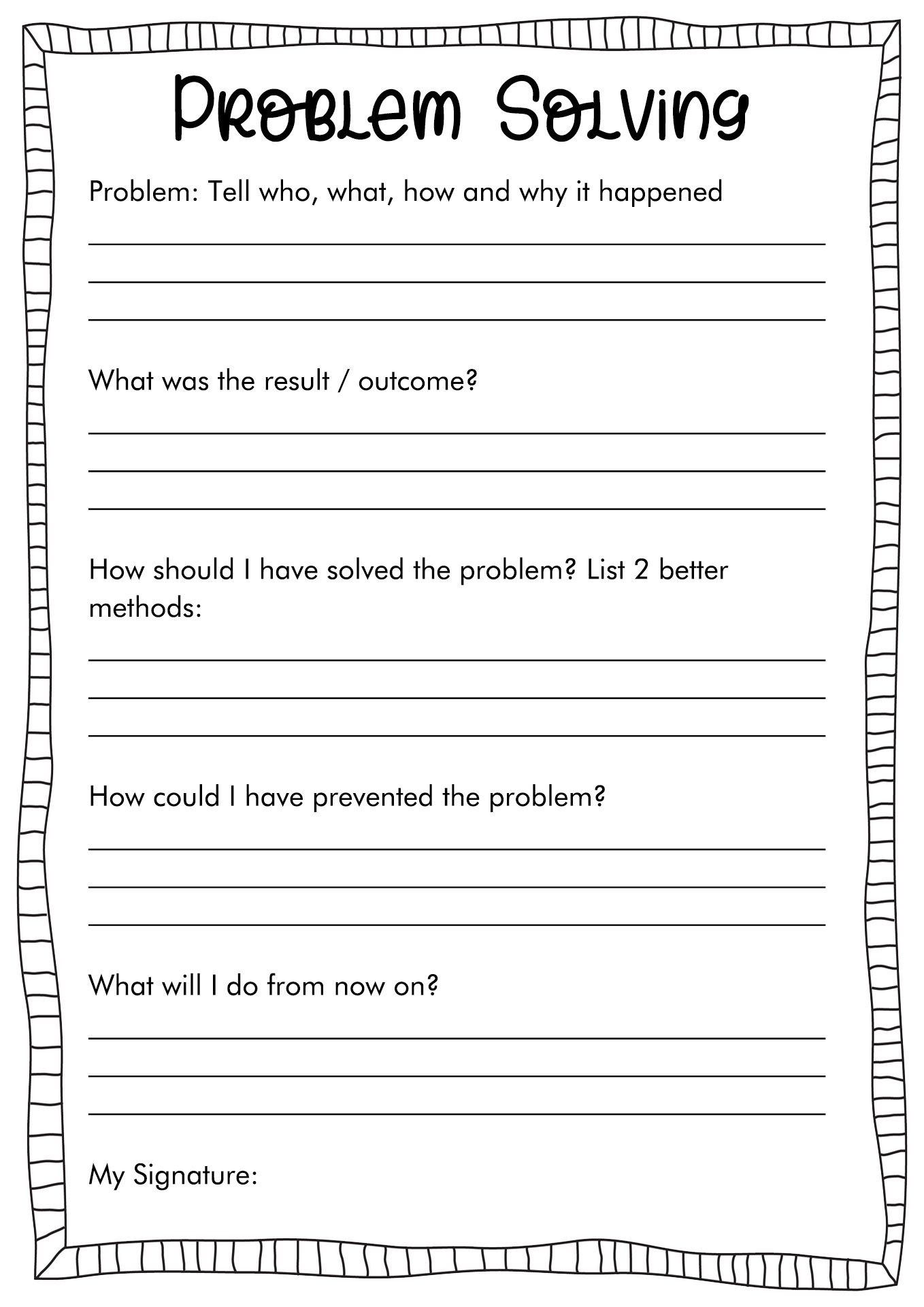 cognitive problem solving worksheets